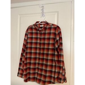 CROFT AND BARROW Men's XL Flannel Plaid Red Orange Grey Black Work Winter